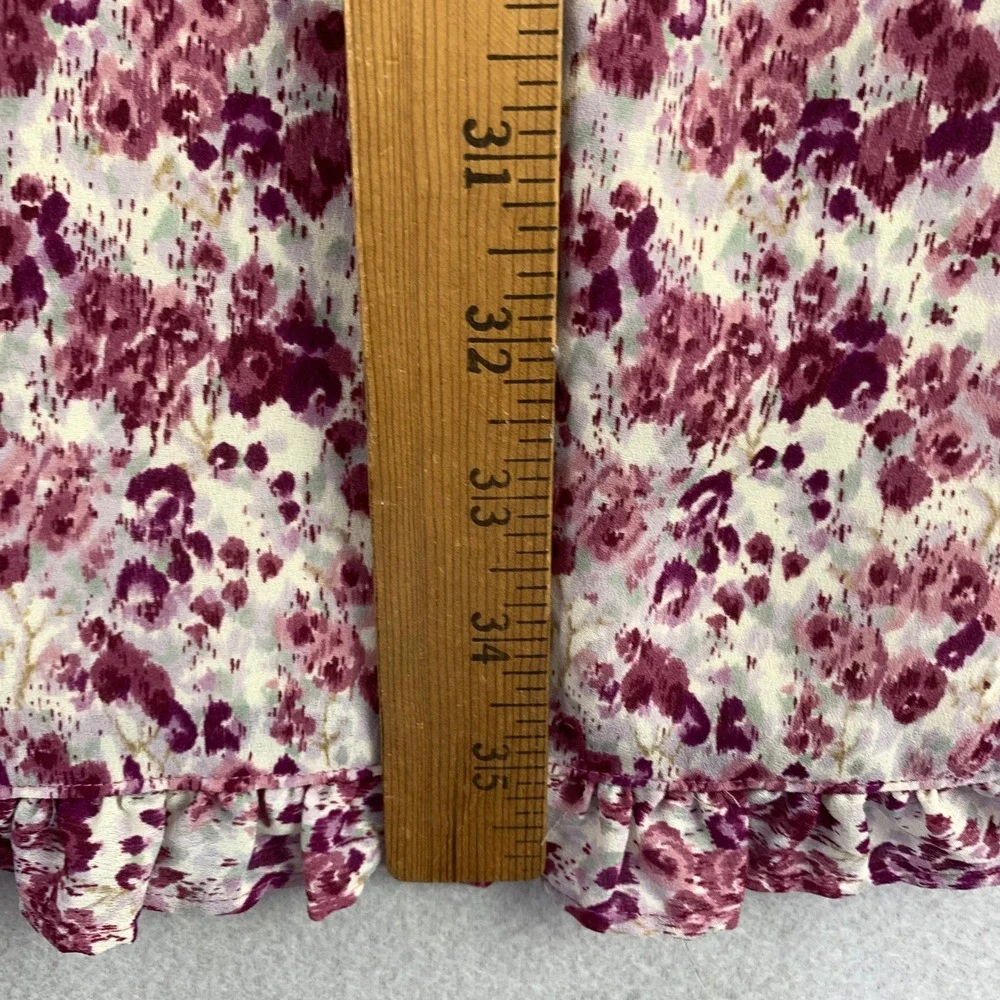 VTG Kathy Ireland Floral Maxi Skirt Women XL Pink Ruffle Hem Elastic Cottage